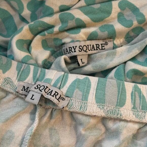 Mary Square Mint Green Leopard Print Pajama Set Women’s Large | Cozy - Picture 6 of 6